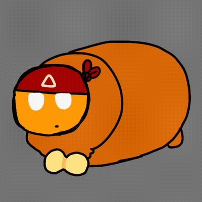 Orange Ball With Red Hat And Triangle GIF