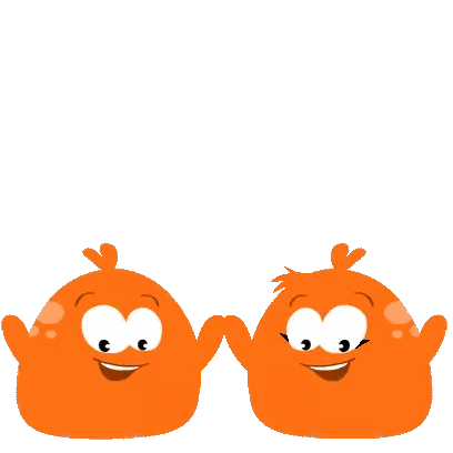 Orange Cartoon Characters With Eyes Closed Sticker