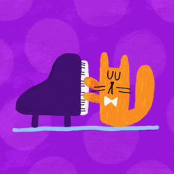 Orange Cat Playing Piano White Bow Tie GIF