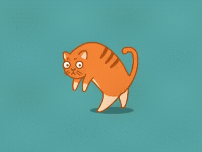 Orange Cat Walking On Blue Background GIF
