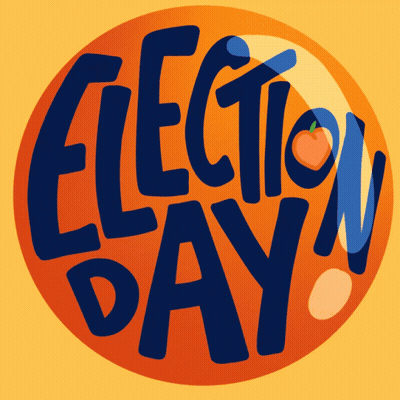 Orange Circle With Election Day In Blue Letters GIF