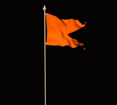 Orange Flag Flying in Wind