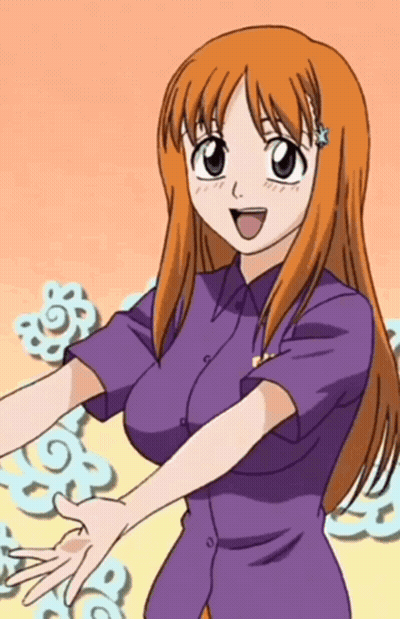 Orange-Haired Girl In Purple Shirt With Flower GIF