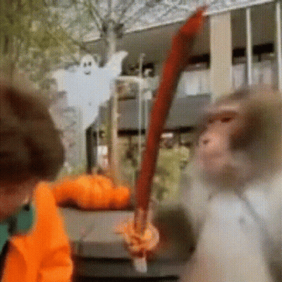 Orange Jacket Man With Red Sword Near Ghost GIF