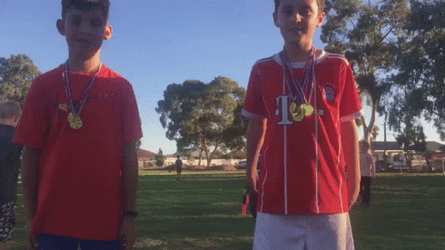 Orange Justice Dance Kids In Red GIF