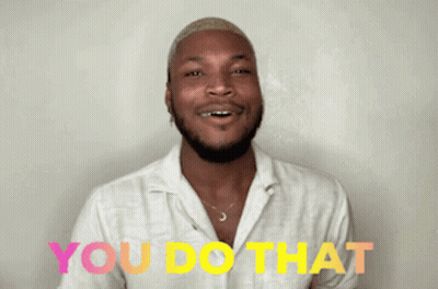 Orange Man Sitting, Purple Man Working Machine GIF