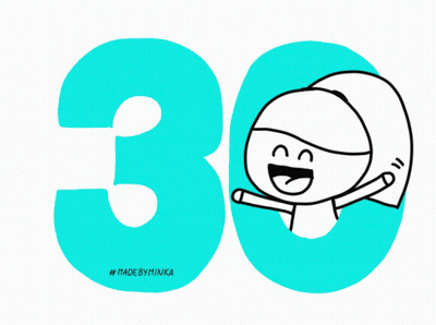 Orange Number 30 With Cartoon Character Inside GIF