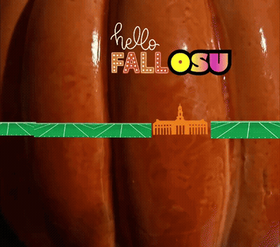 Orange Pumpkin Saying Hello Fall OSU GIF