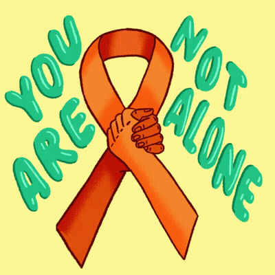 Orange Ribbon Saying You Are Not Alone GIF