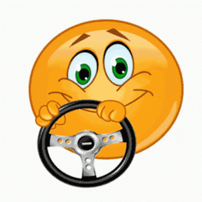 Orange Smiley Holding Steering Wheel GIF