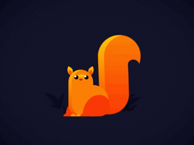 Orange Squirrel Sitting On Dark Background With Leaves GIF
