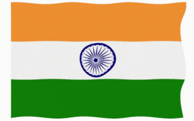 Orange White And Green Flag With Blue Wheel GIF