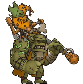 Orc Holding Cane And Flag Sticker