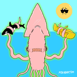 Orca Captivated By Giant Squid GIF