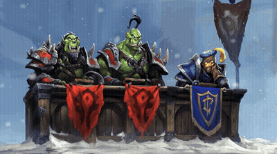 Orcs Sitting At Table With Blue TC Banner GIF