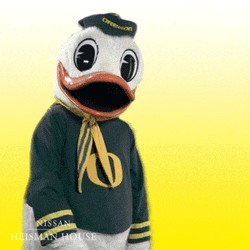Oregon Duck Mimicking Heisman Pose GIF