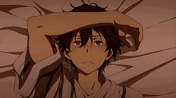 Oreki Houtarou Covering His Eyes GIF