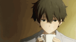Oreki Houtarou Drinking From Mug GIF