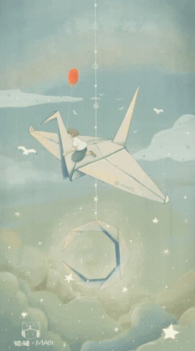 Origami Bird With Maoi GIF