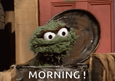 Oscar The Grouch From Sesame Street In Trash Can Morning GIF