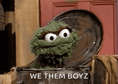 Oscar The Grouch In Trash Can Saying We Them Boyz GIF