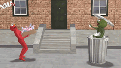 Oscar The Grouch Littering From A Trashcan GIF