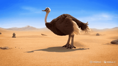 Ostrich Standing In Sandy Desert GIF
