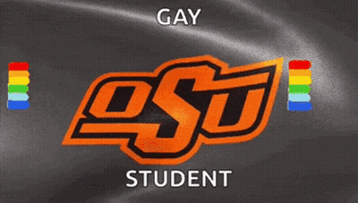 Osu Logo With Gay Student Text On Gray Background GIF