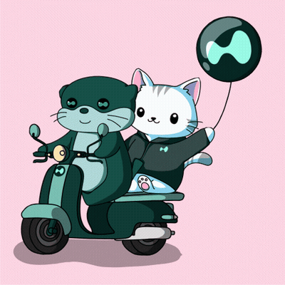 Otter And Cat Riding Scooter GIF