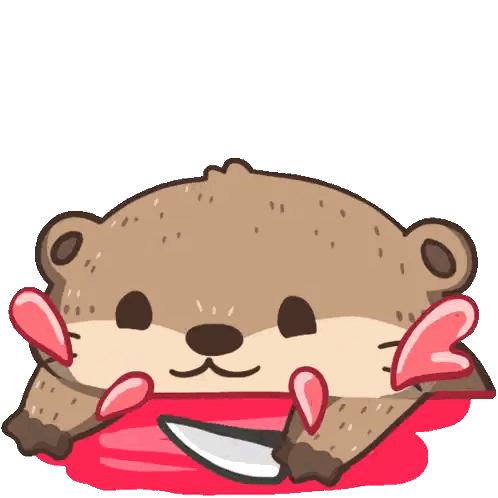 Otter Holding Knife Sticker