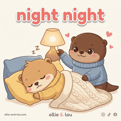 Otter Holding Lamp Next To Sleeping Otter GIF