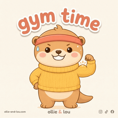 Otter In Yellow Sweater And Headband Saying Gym Time GIF