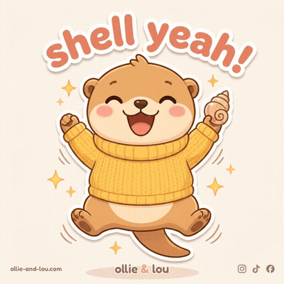Otter In Yellow Sweater Holding Shell Saying Shell Yeah GIF