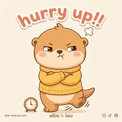 Otter In Yellow Sweater Saying Hurry Up GIF