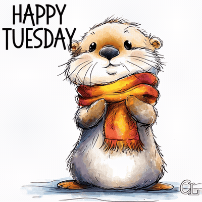Otter Wearing Scarf Saying Happy Tuesday GIF