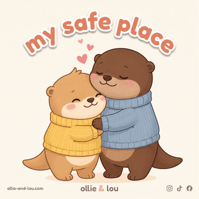 Otters Hugging With My Safe Place GIF