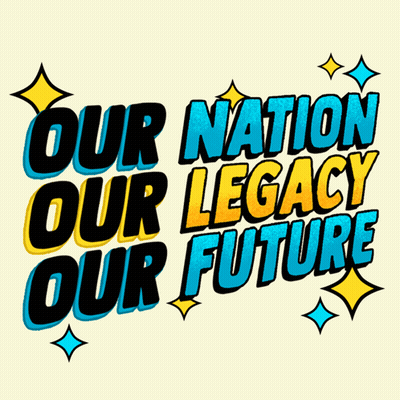 Our Nation Our Legacy Our Future Is Written On A Yellow Background GIF