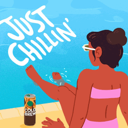 Out Of Office Woman Sitting On Pool Side GIF
