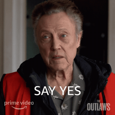 Outlaws Ad Man In Red Jacket Saying Yes GIF