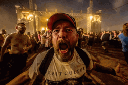 Over Excited Guy Screaming In Mosh Pit GIF