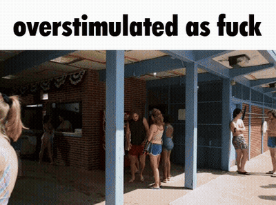 Overstimulated As Fuck Group Outside Building GIF