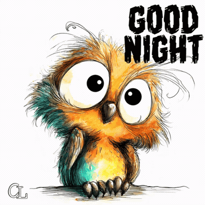 Owl Drawing Saying Good Night GIF