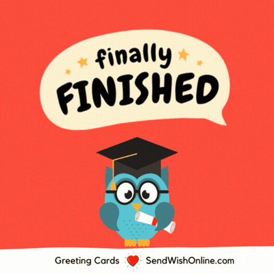 Owl In Graduation Cap And Gown Holding Diploma GIF