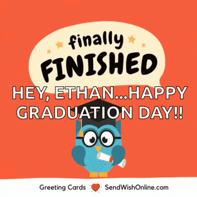 Owl In Graduation Cap And Gown Says Finally Finished GIF