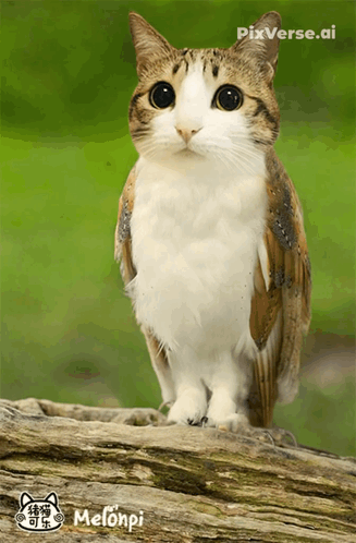 Owl-Like Cat With Melonpi GIF