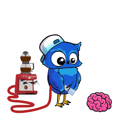 Owl With Coffee Maker And Cmon Do Something Sticker