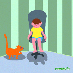 Owner And Cat Spinning Animation GIF
