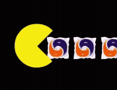 Pac Man Eating Laundry Detergent GIF