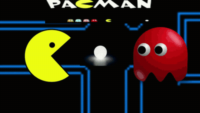 Pac-Man Game On Black Background GIF