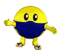 Pac Man In Blue Mask And Flip Flops Sticker